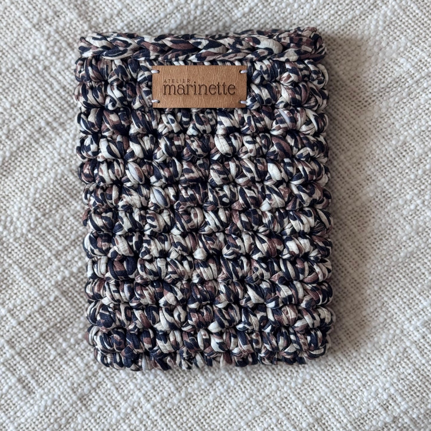 Housse liseuse 6" Kindle/Kobo en crochet artisanal - Modèle LEOPARD