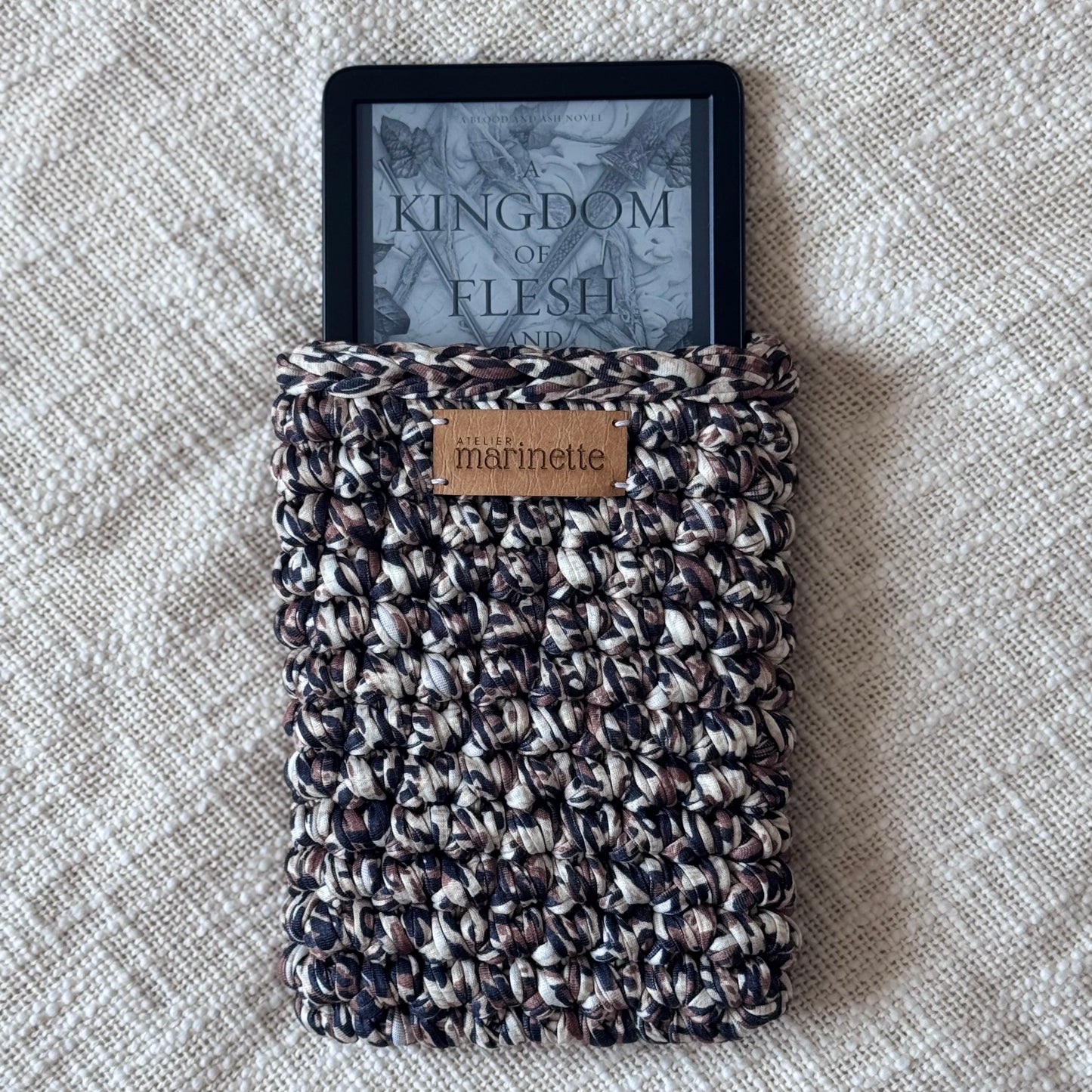 Housse liseuse 6" Kindle/Kobo en crochet artisanal - Modèle LEOPARD