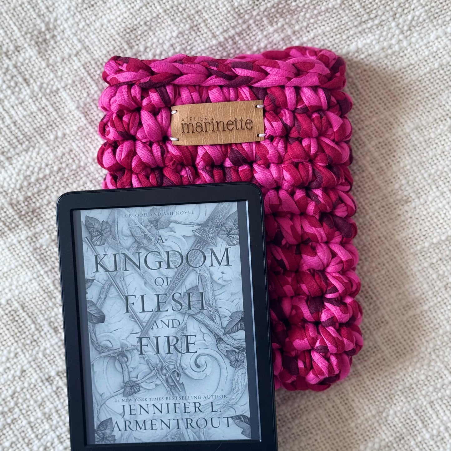 Housse liseuse 6" Kindle/Kobo en crochet artisanal - Modèle TOMALINA